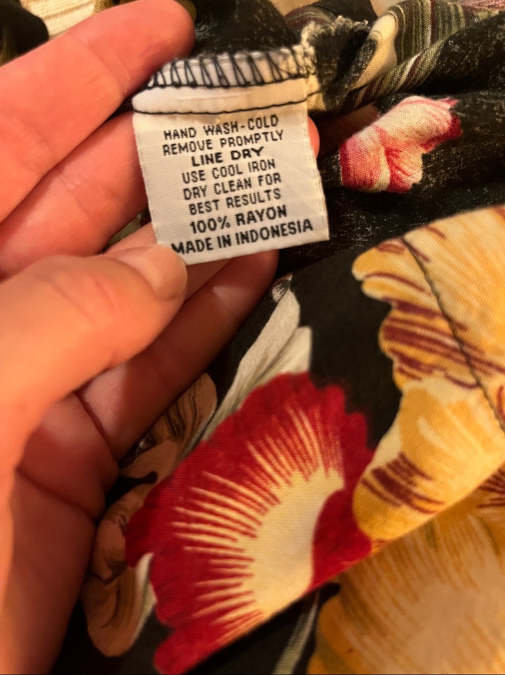 Floral Black Shirt with Yellow & Pink Flowers - Picture 5 of 6